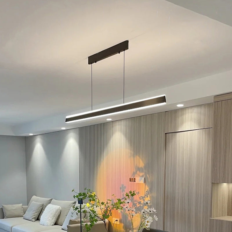 Modern Metal Chandelier Lamp Linear LED Island Pendant for Dining Room