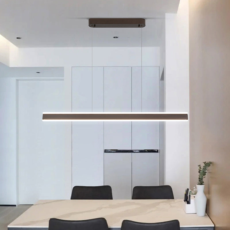 Modern Metal Chandelier Lamp Linear LED Island Pendant for Dining Room