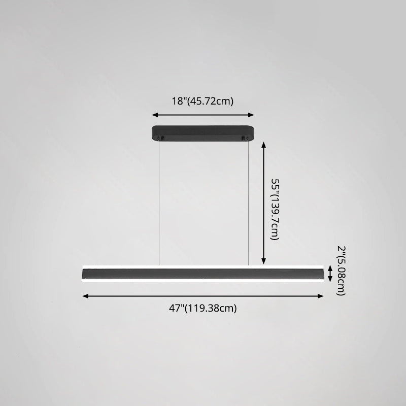 Modern Metal Chandelier Lamp Linear LED Island Pendant for Dining Room