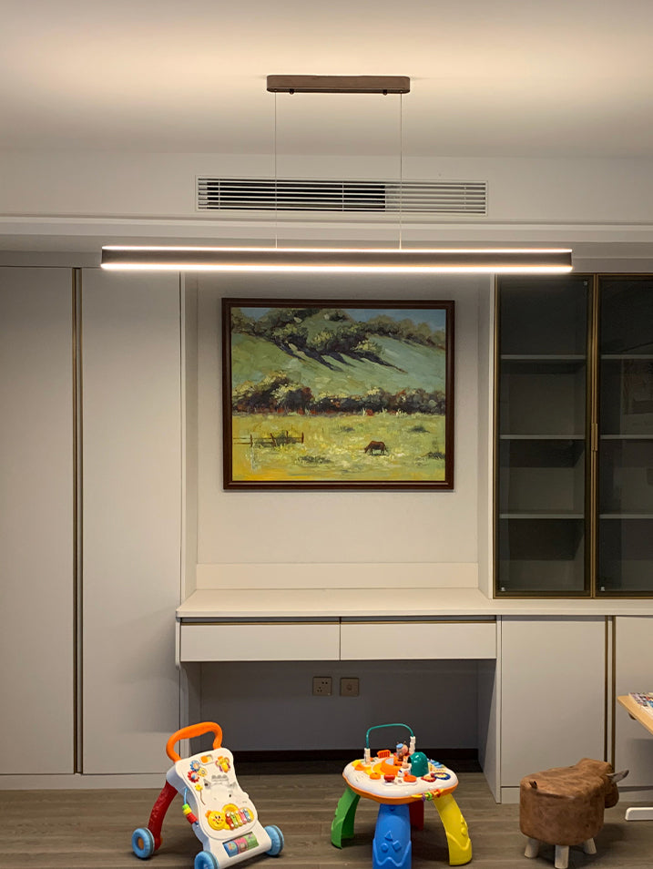 Modern Metal Chandelier Lamp Linear LED Island Pendant for Dining Room