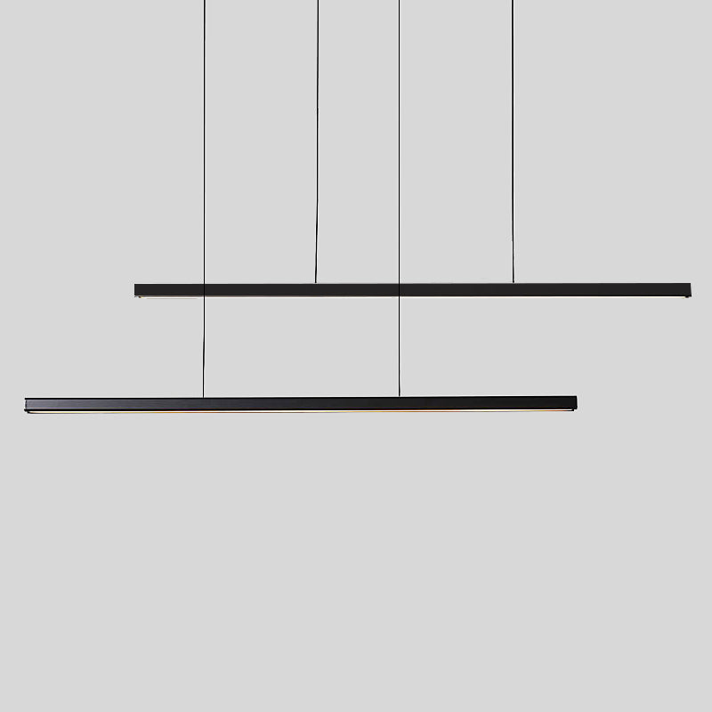 Luci a sospensione a sospensione in metallo nero lampade appese lineari moderne per sala da pranzo