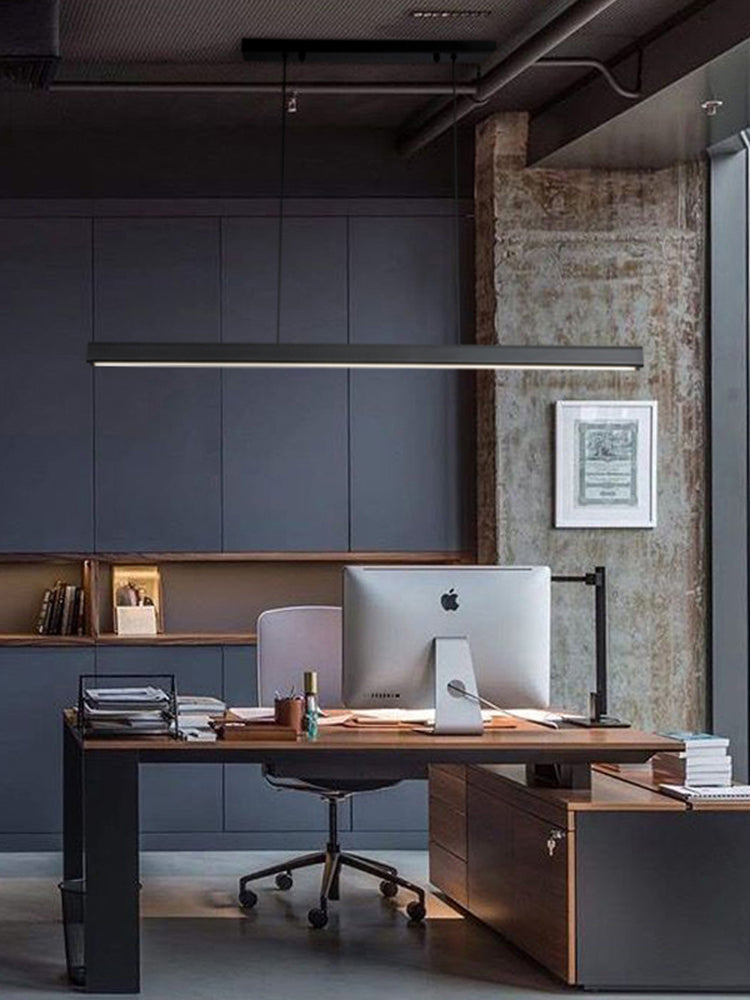 Luci a sospensione a sospensione in metallo nero lampade appese lineari moderne per sala da pranzo