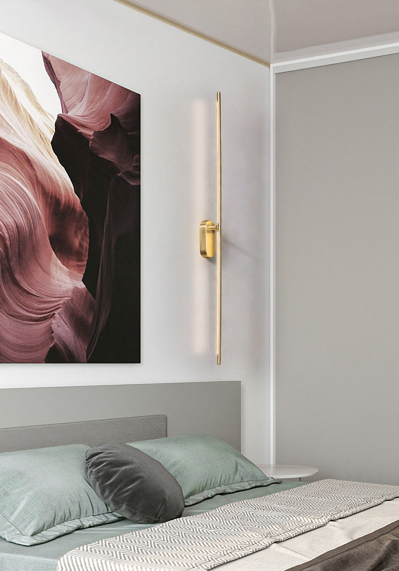 Acryl messing LED -muur sconce in moderne beknopte stijl koper lineair wandlicht voor binnenruimtes
