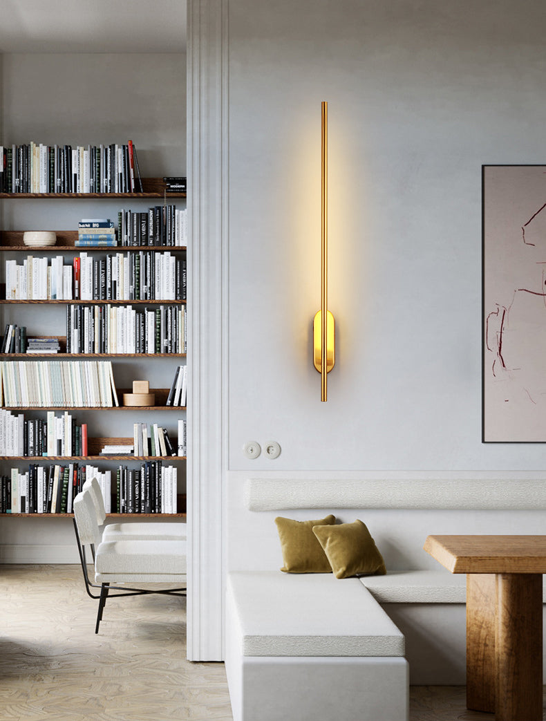 Acryl messing LED -muur sconce in moderne beknopte stijl koper lineair wandlicht voor binnenruimtes