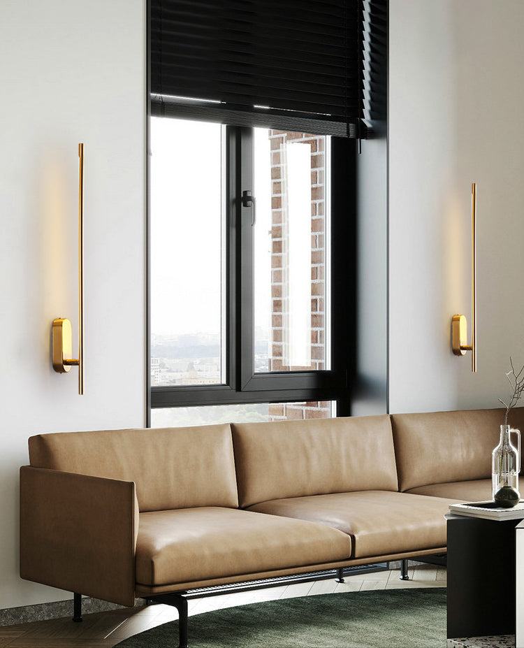 Acryl messing LED -muur sconce in moderne beknopte stijl koper lineair wandlicht voor binnenruimtes