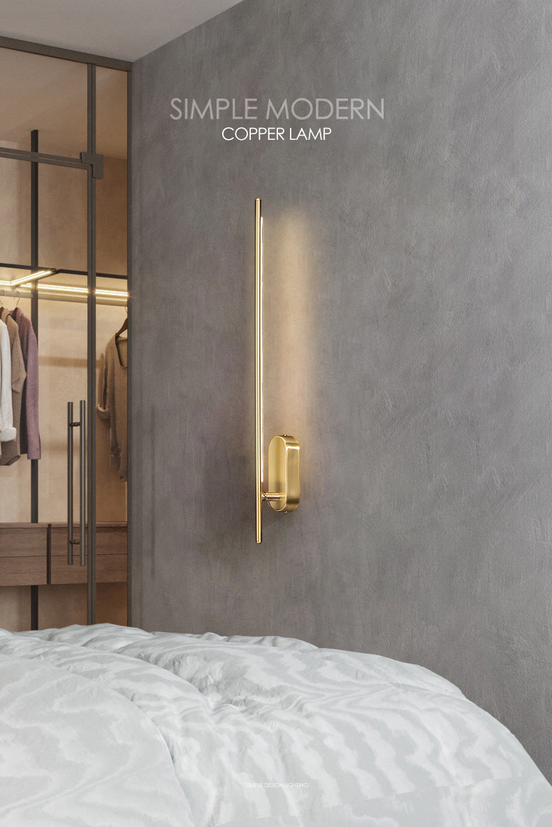 Acryl messing LED -muur sconce in moderne beknopte stijl koper lineair wandlicht voor binnenruimtes