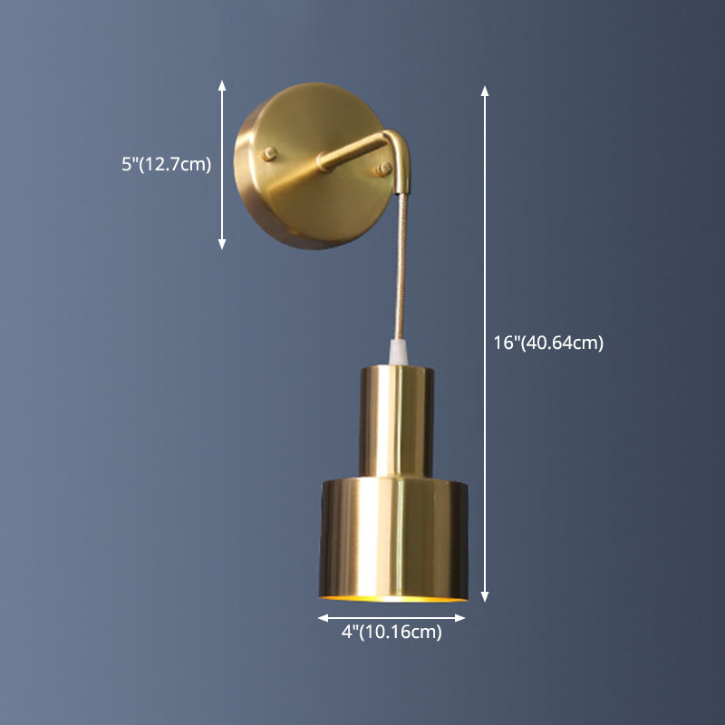 Modern Luxury Single Wall Lamp Copper Cylindroid Hanging Wall Light for Interior Spaces