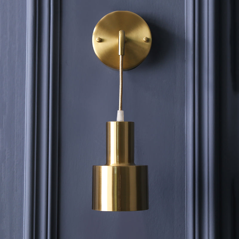 Modern Luxury Single Wall Lamp Copper Cylindroid Hanging Wall Light for Interior Spaces