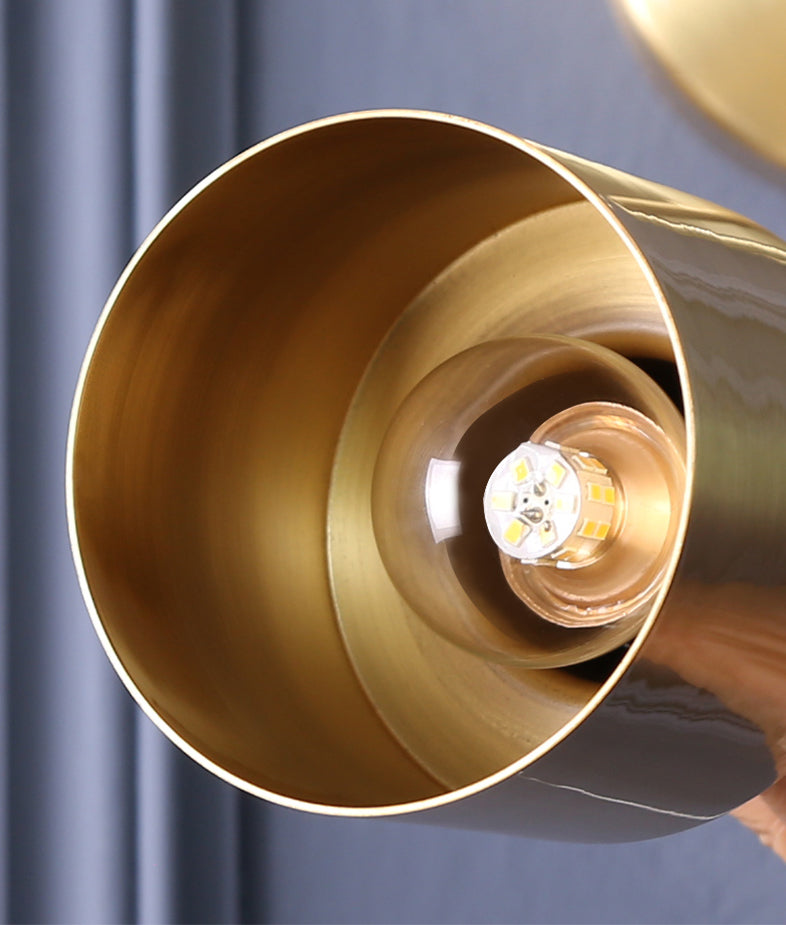 Modern Luxury Single Wall Lamp Copper Cylindroid Hanging Wall Light for Interior Spaces