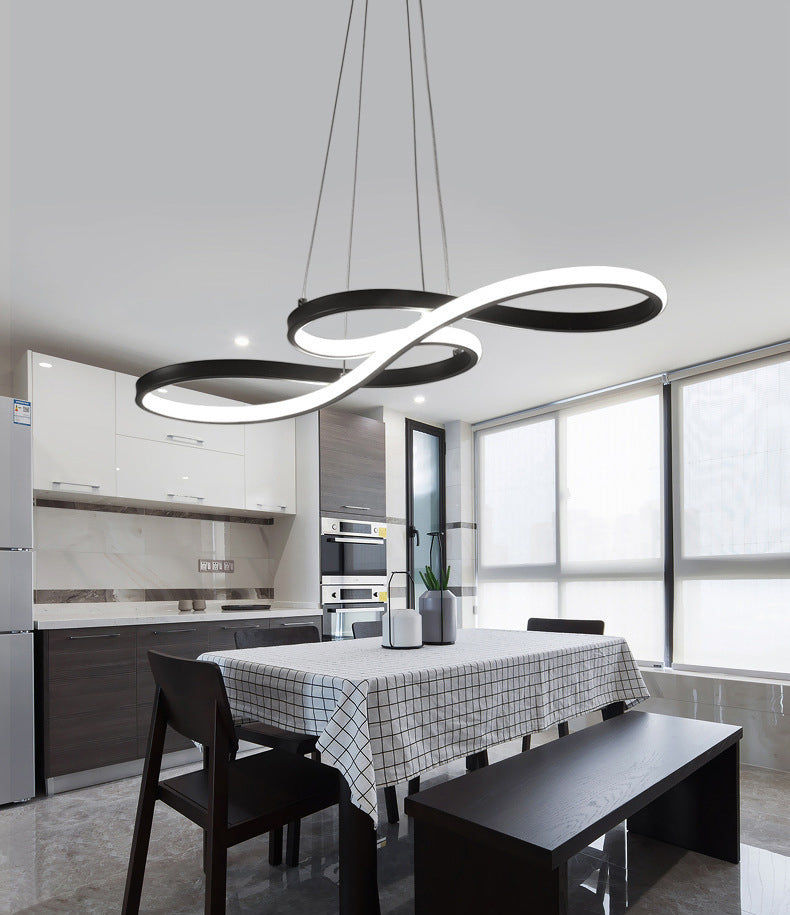 Modern Minimalist Indoor LED Pendant Light Aluminium Linear Hanging Lamp with Acrylic Shade