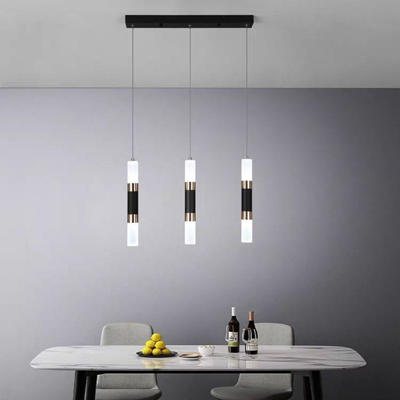 Acrylic Cylindrical LED Pendant Light in Modern Concise Style Wrought Iron Hanging Lamp for Bedroom