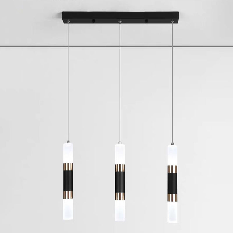 Acrylic Cylindrical LED Pendant Light in Modern Concise Style Wrought Iron Hanging Lamp for Bedroom