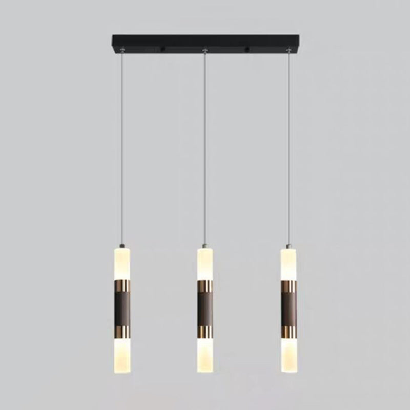 Acrylic Cylindrical LED Pendant Light in Modern Concise Style Wrought Iron Hanging Lamp for Bedroom