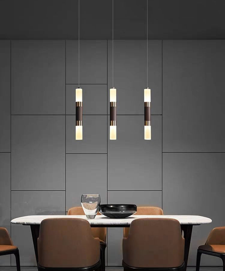 Acrylic Cylindrical LED Pendant Light in Modern Concise Style Wrought Iron Hanging Lamp for Bedroom