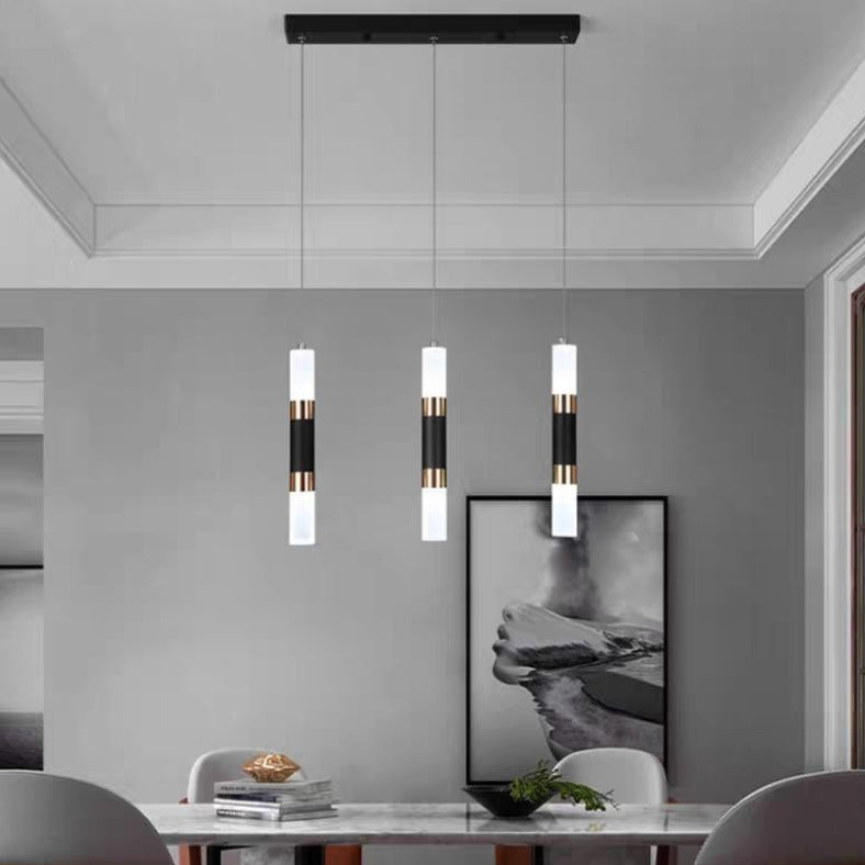 Acrylic Cylindrical LED Pendant Light in Modern Concise Style Wrought Iron Hanging Lamp for Bedroom