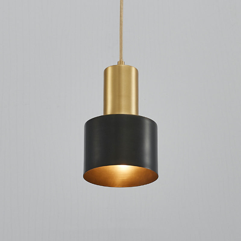 Modern Luxury Single Pendant Light Copper Cylindrical Hanging Lamp for Interior Spaces