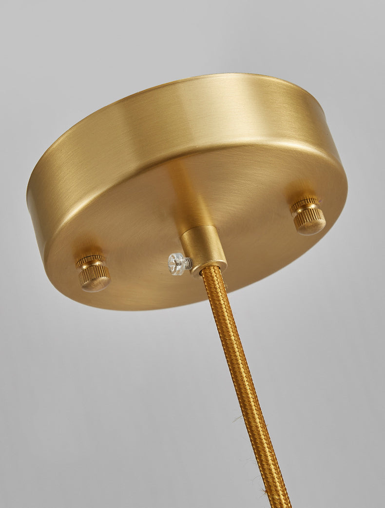 Modern Luxury Single Pendant Light Copper Cylindrical Hanging Lamp for Interior Spaces