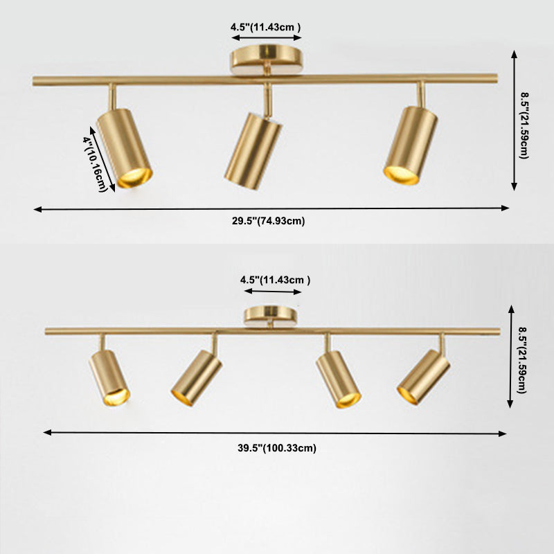 Cylinder Semi Flush Mount Light Fixture Contemporary Aluminum Ceiling Light Fixture for Living Room