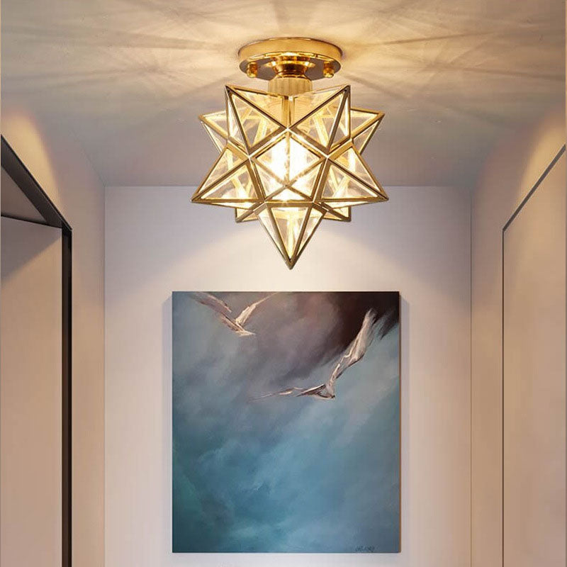 Star Semi-Flush Plafond Licht Traditioneel Plastic Plafond Mount Kroonluchter voor Slaapkamer