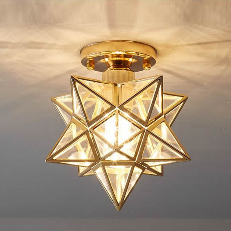 Star Semi-Flush Plafond Licht Traditioneel Plastic Plafond Mount Kroonluchter voor Slaapkamer