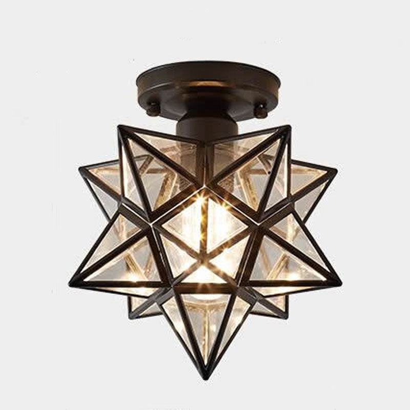 Star Semi-Flush Plafond Licht Traditioneel Plastic Plafond Mount Kroonluchter voor Slaapkamer
