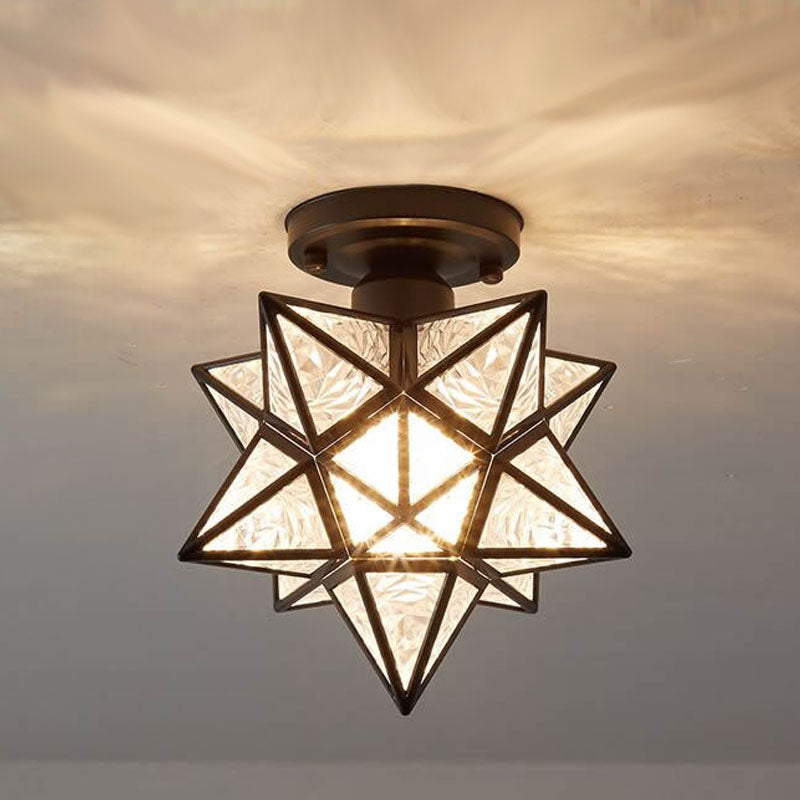 Star Semi-Flush Plafond Licht Traditioneel Plastic Plafond Mount Kroonluchter voor Slaapkamer