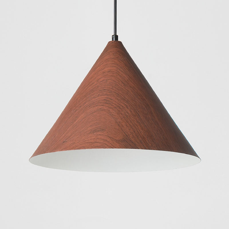 Modern Cone Pendant Lighting Fixture 1-Light Restaurant Hanging Pendant Light with Wood Shade