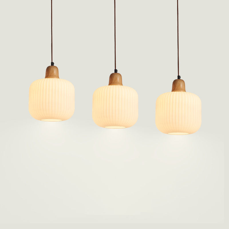 Wit Rubberwood Hanglampverlichtingsarmaturen Moderne Lantern Suspension Lamp voor restaurant