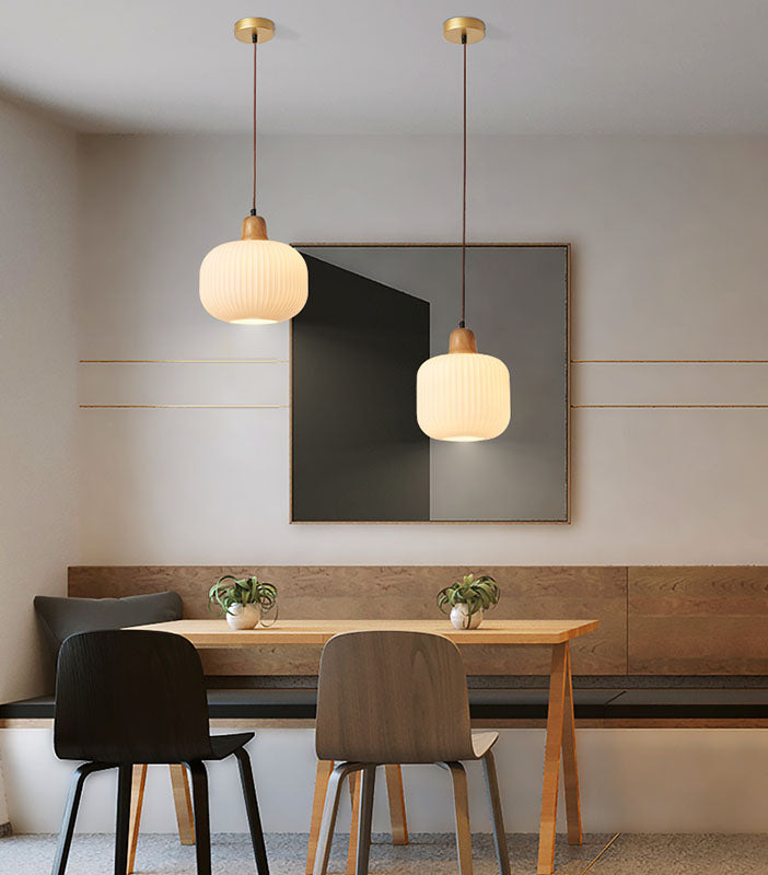 Wit Rubberwood Hanglampverlichtingsarmaturen Moderne Lantern Suspension Lamp voor restaurant
