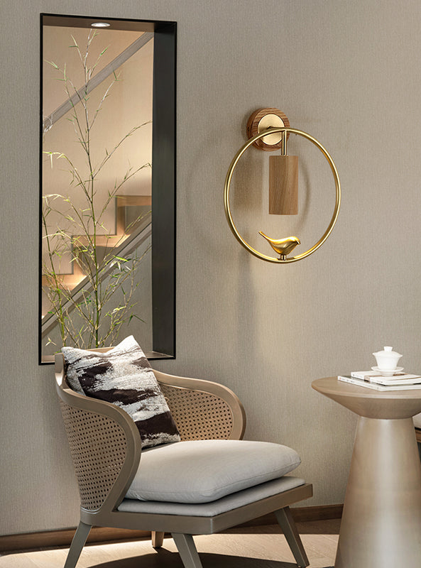 Luce di applique a muro Contemporaneo moderno luce interna in legno e ottone