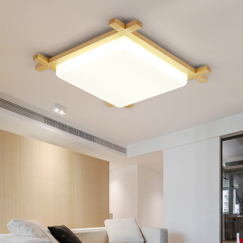 Square Flush Light Fixtures Simplicity Wood Ceiling Light Fixtures for Bedroom