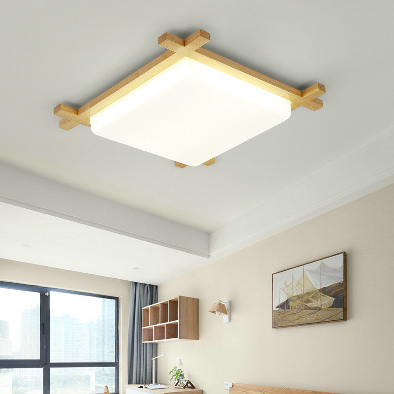 Square Flush Light Fixtures Simplicity Wood Ceiling Light Fixtures for Bedroom