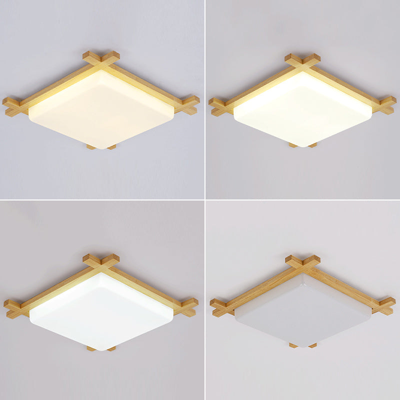 Square Flush Light Fixtures Simplicity Wood Ceiling Light Fixtures for Bedroom