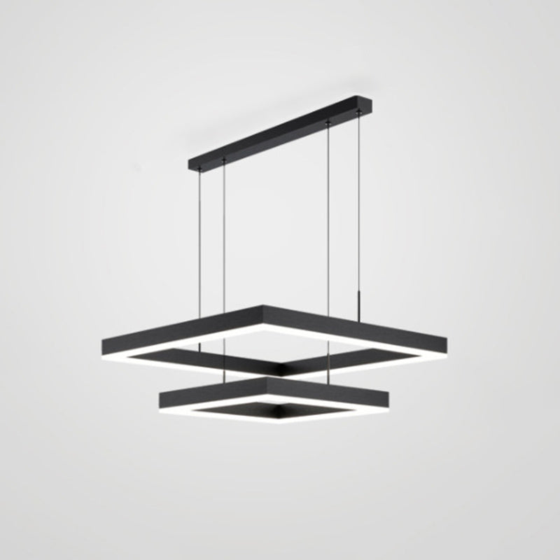 Metal Squared Chandelier Pendant Light Nordic LED Pendant Lighting Fixture in Black