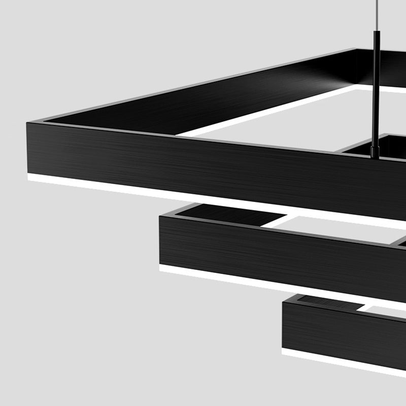 Metal Squared Chandelier Pendant Light Nordic LED Pendant Lighting Fixture in Black