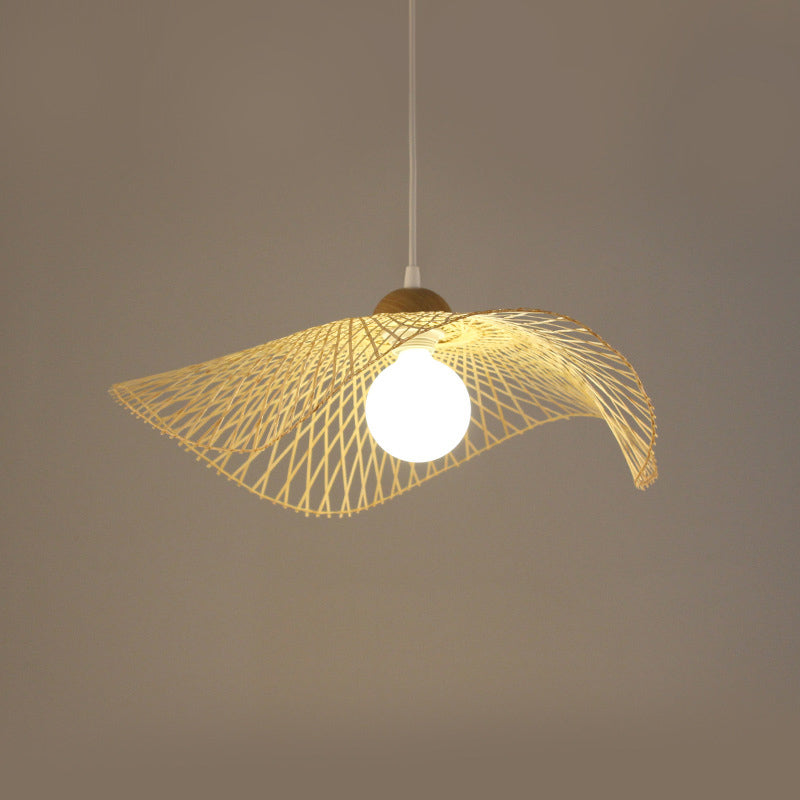 Chinese Twist Pendant Lighting Fixtures Rattan Hanging Light with Adjustable Cord for Restaurant