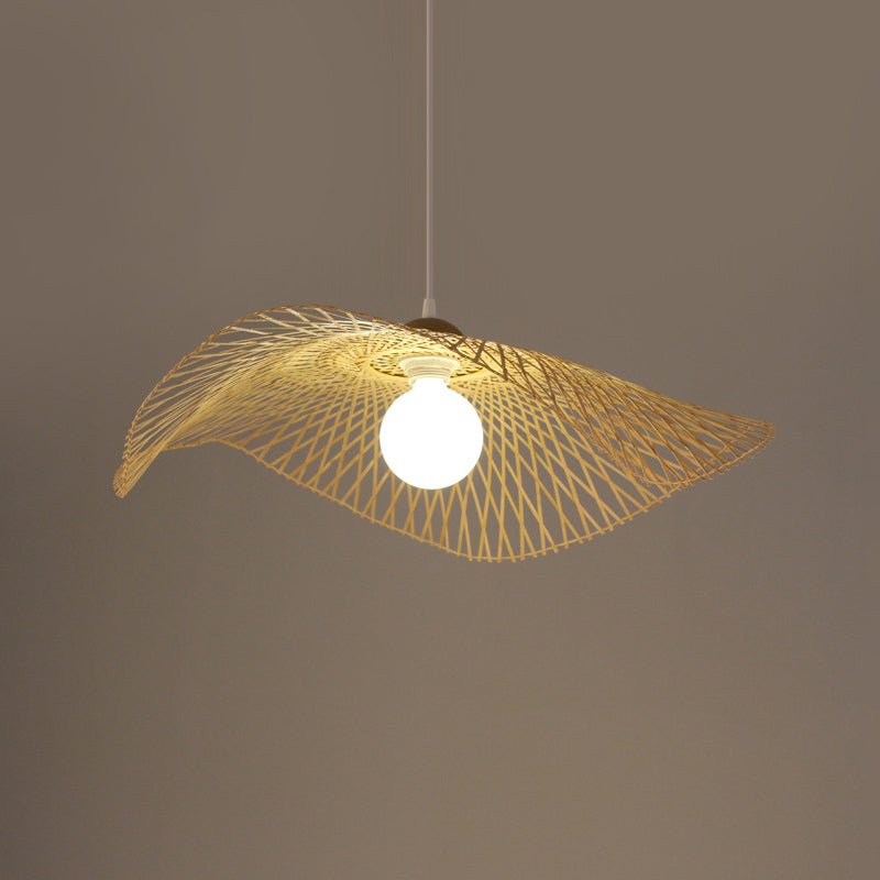 Chinese Twist Pendant Lighting Fixtures Rattan Hanging Light with Adjustable Cord for Restaurant