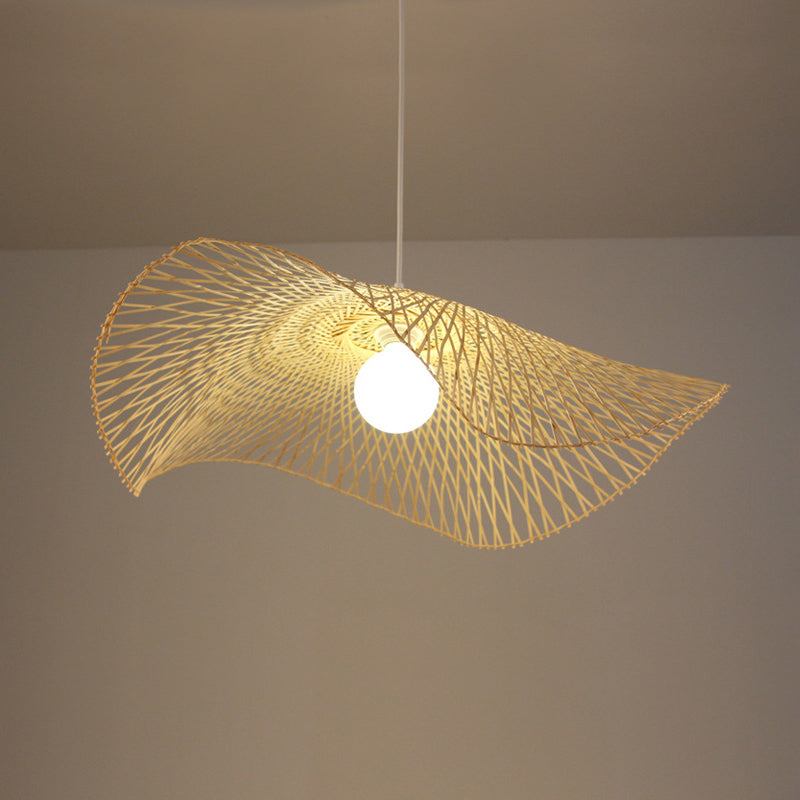 Chinese Twist Pendant Lighting Fixtures Rattan Hanging Light with Adjustable Cord for Restaurant