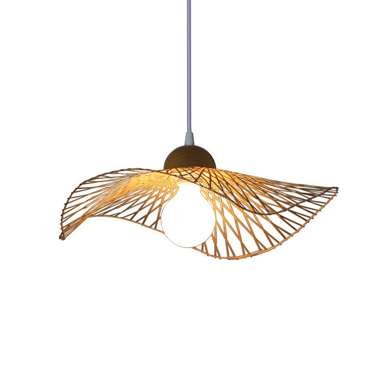 Chinese Twist Pendant Lighting Fixtures Rattan Hanging Light with Adjustable Cord for Restaurant