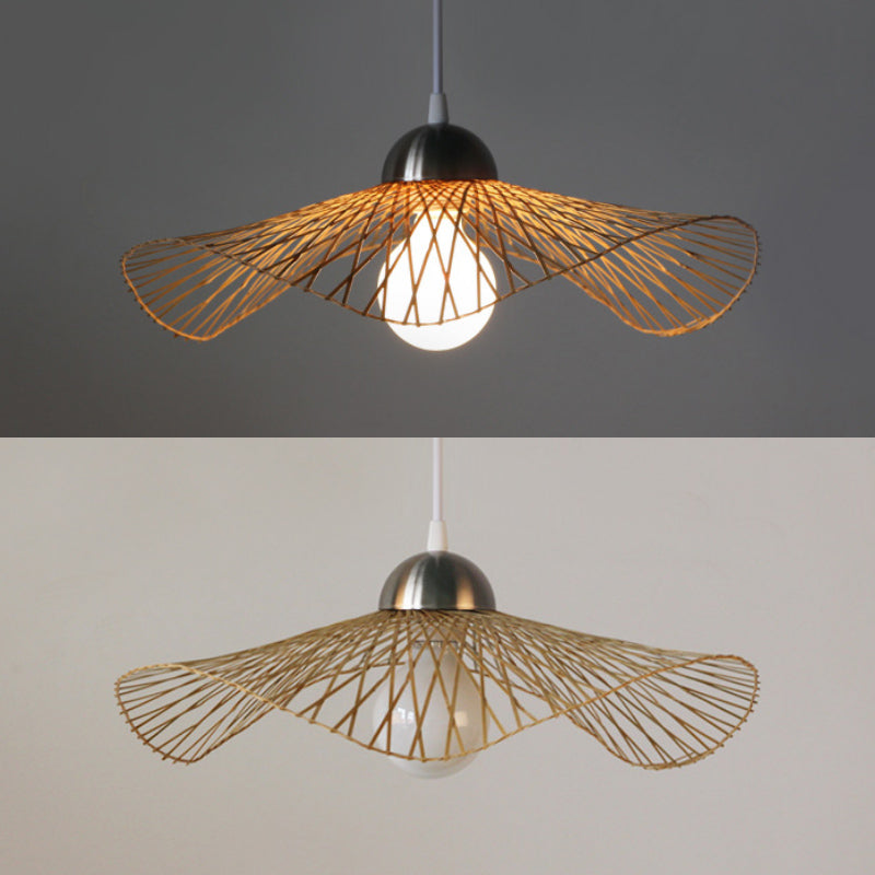 Chinese Twist Pendant Lighting Fixtures Rattan Hanging Light with Adjustable Cord for Restaurant