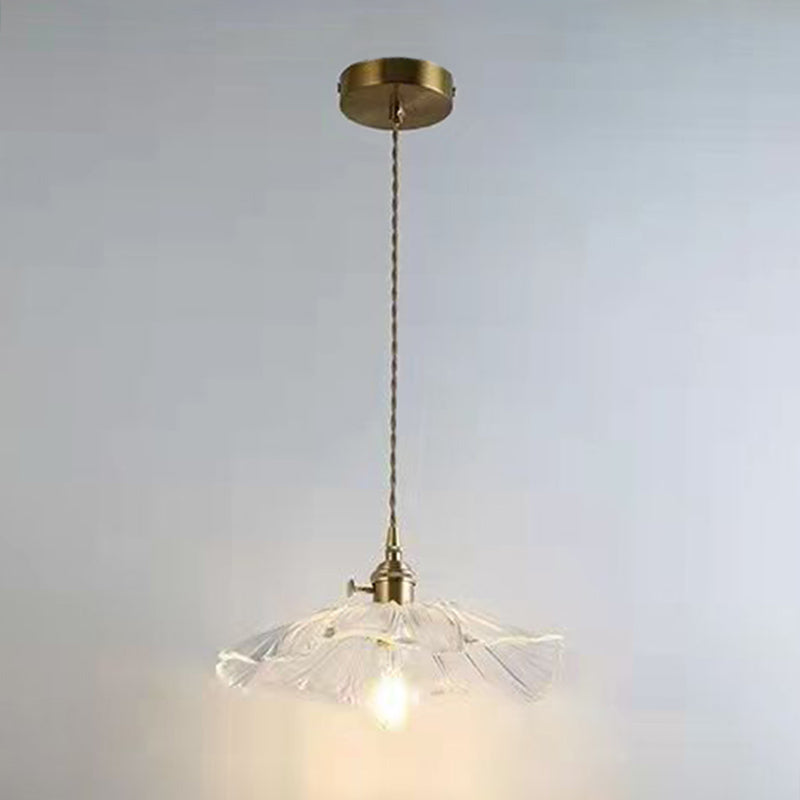 Lotus Leaf Hanging Pendant Light Industrial Pendant Lights with Glass Shade