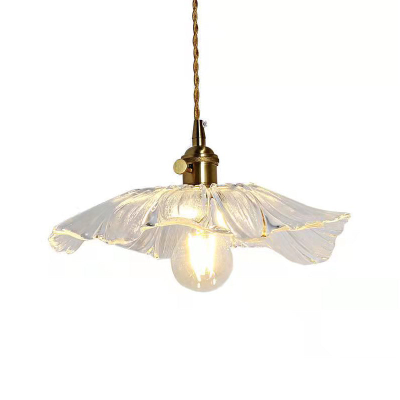 Lotus Leaf Hanging Pendant Light Industrial Pendant Lights with Glass Shade