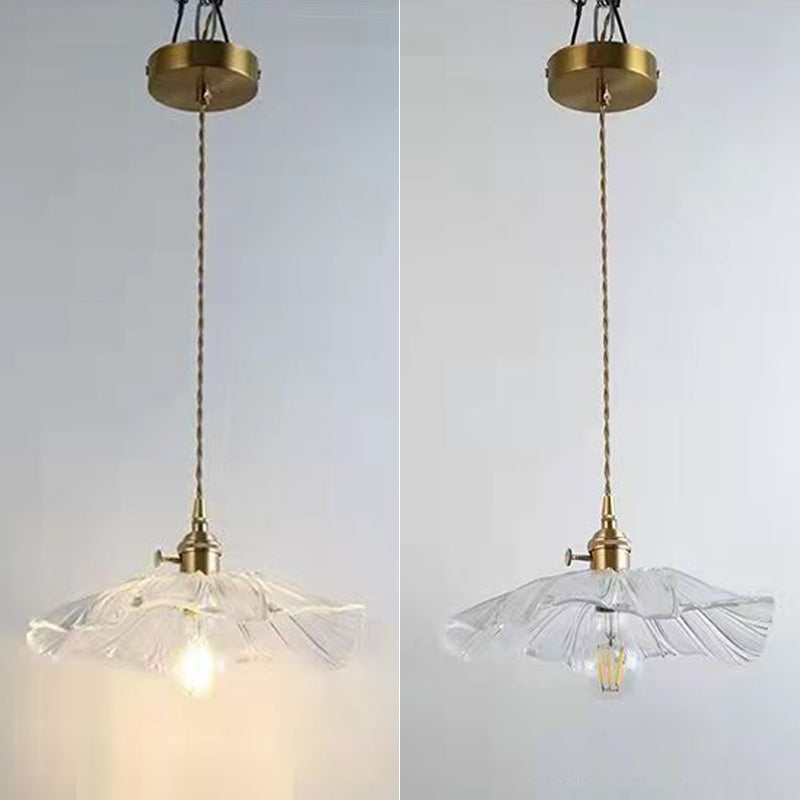 Lotus Leaf Hanging Pendant Light Industrial Pendant Lights with Glass Shade