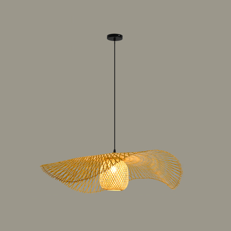 Twist Suspension Pendellicht Light Asia Bambus Restaurant Hanging Deckenleuchte in Beige