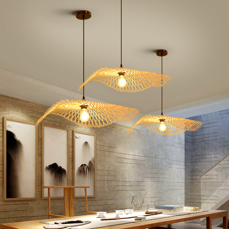 Twist Suspension Pendellicht Light Asia Bambus Restaurant Hanging Deckenleuchte in Beige
