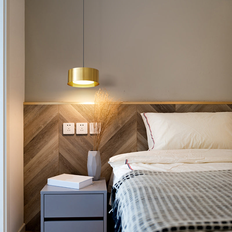 Simplicity Drum Shaped Hanging Pendant Light Metal LED Bedroom Down Lighting Pendant