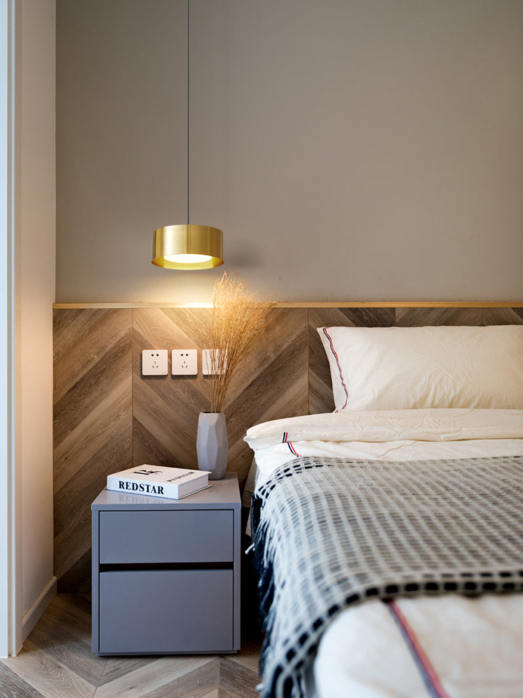 Simplicity Drum Shaped Hanging Pendant Light Metal LED Bedroom Down Lighting Pendant