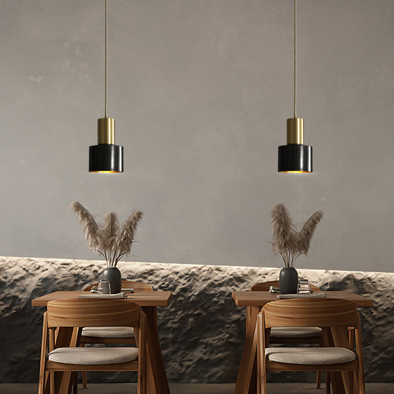 Minimalist Pendant Lighting Fixture Cylinder Hanging Ceiling Light with Metal Shade