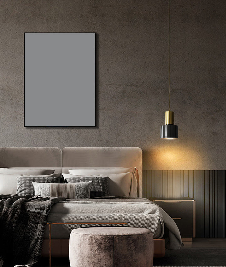 Minimalist Pendant Lighting Fixture Cylinder Hanging Ceiling Light with Metal Shade