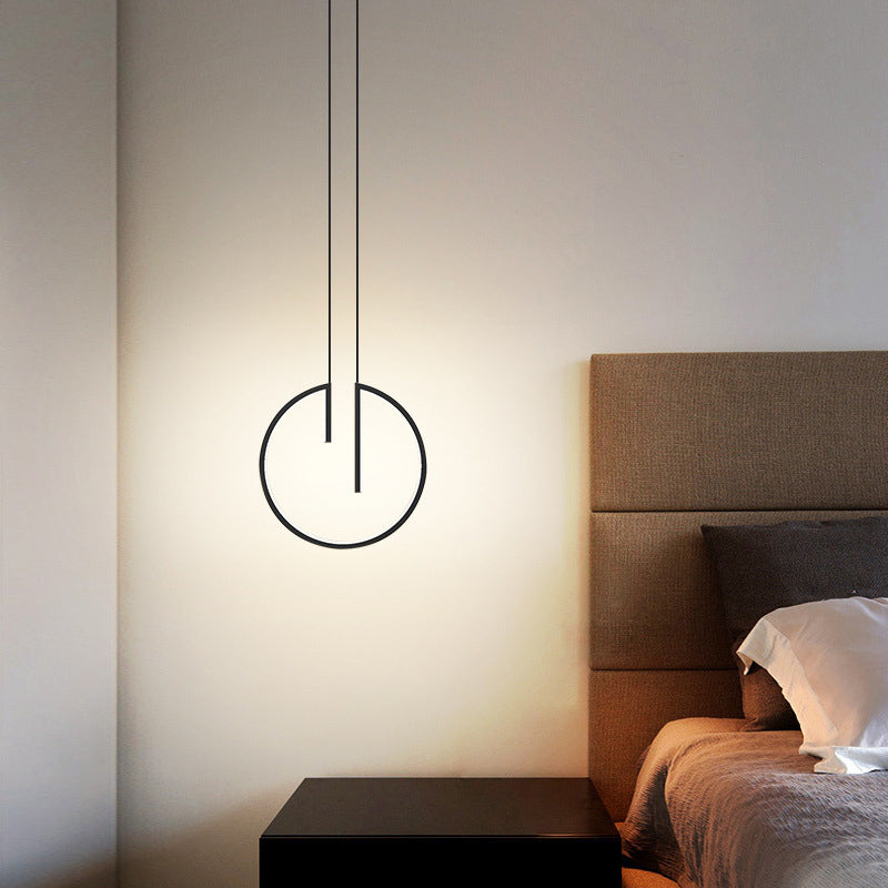 Geometrical Bedroom Pendant Light Fixture Metal LED Nordic Pendant Ceiling Light in Black
